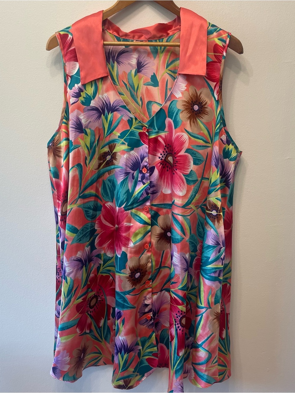 80s Pink Floral Slip XL-2X